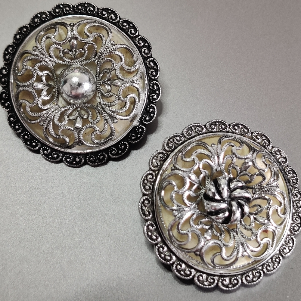 2/$50 West Germany Filigree Scarf/Dress Clip and a matching pin/brooch